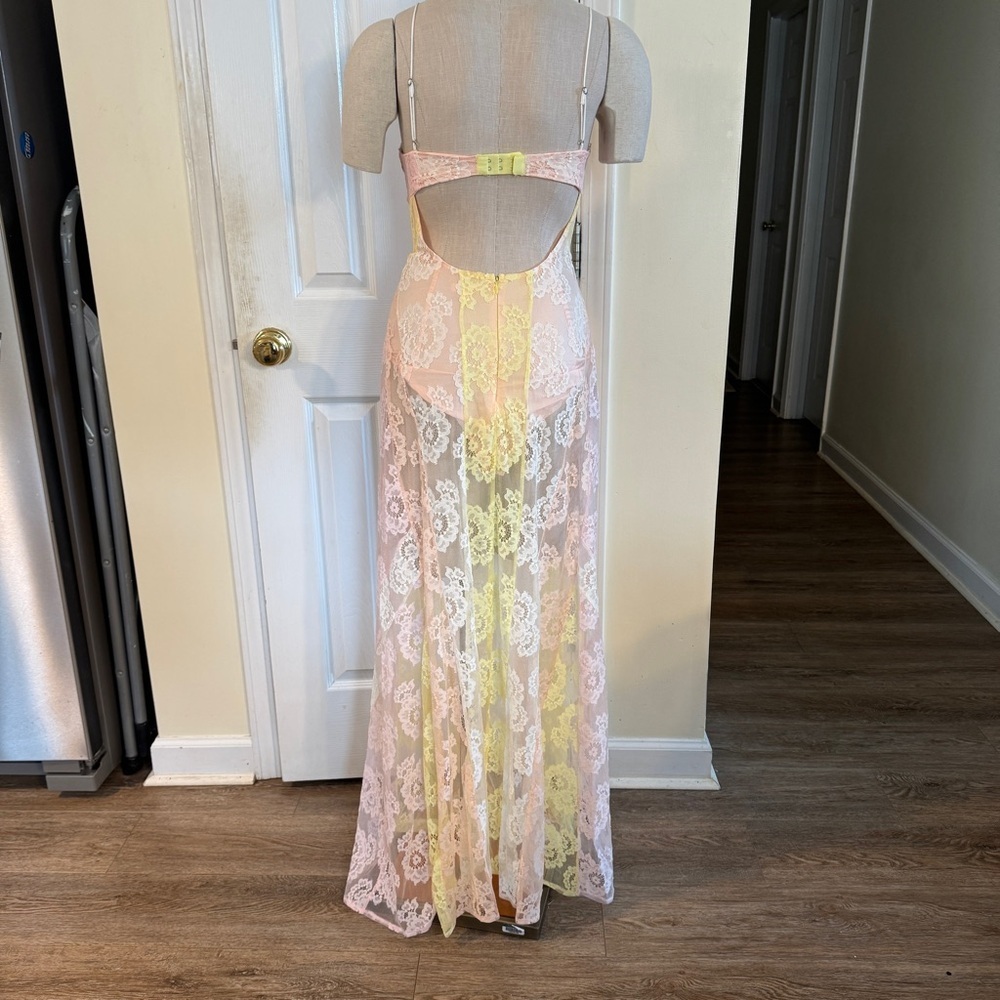 🌸 For Love & Lemons Pastel Lace Maxi Dress XXS – NWT - Picture 5 of 16